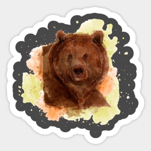 Grizzly Bear Watercolor Sticker